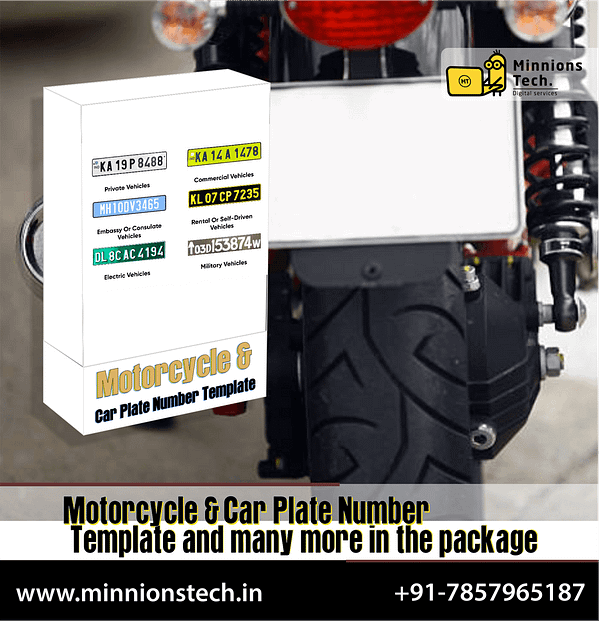 Motorcycle Car Plate Number Template and many more in the package